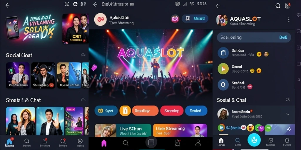 Tampilan antarmuka AQUASLOT dengan fitur Live Streaming yang menarik.