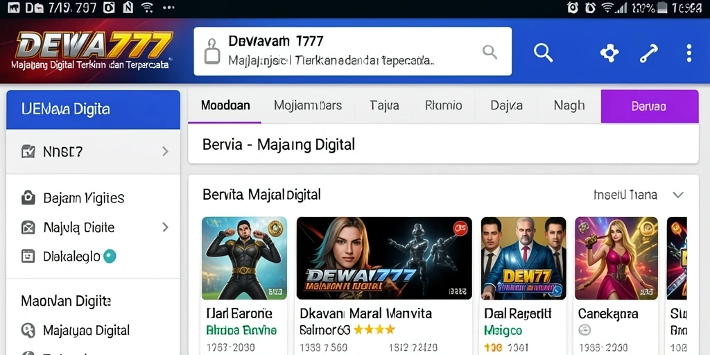 Tampilan antarmuka pengguna DEWA777 yang modern dan menarik.
