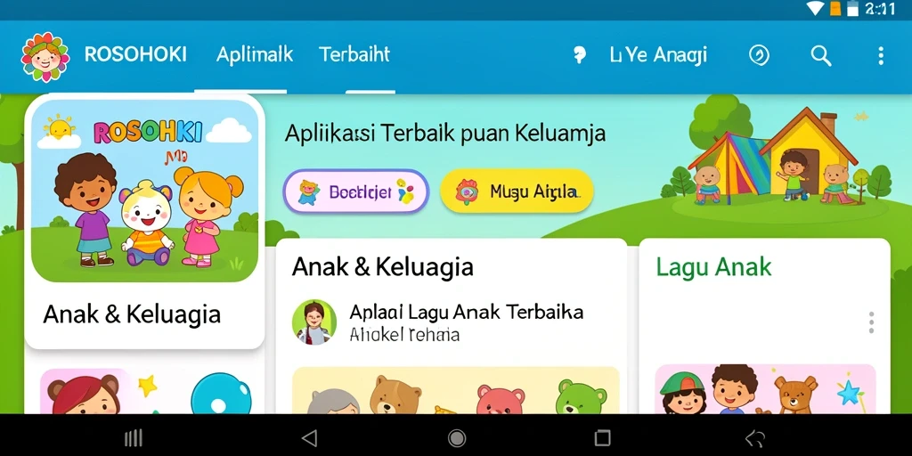 Antarmuka menarik dari aplikasi Lagu Anak ROSOHOKI.