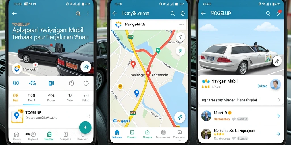 Screenshot antarmuka TOGELUP menampilkan fitur Navigasi Mobil yang intuitif.